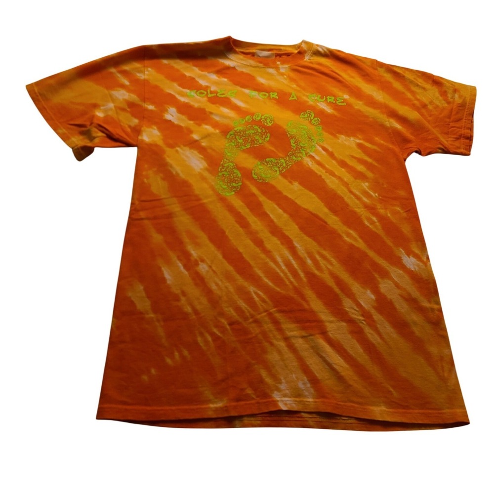 Port and Company Soles For A Cure Tie Dye Graphic Men's T-Shirt Orange Yellow